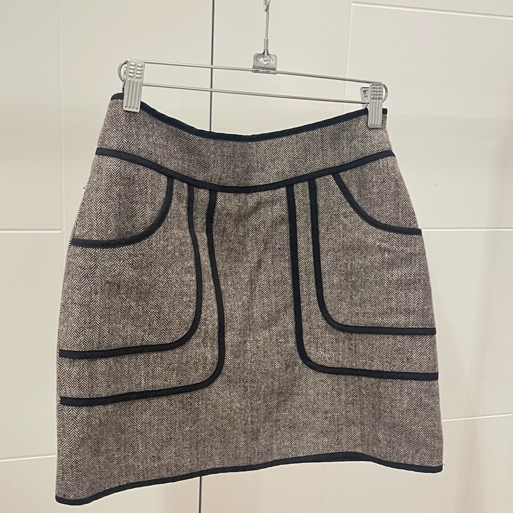 Club Monaco Wool Skirt Brown with Black Trim Size 2
